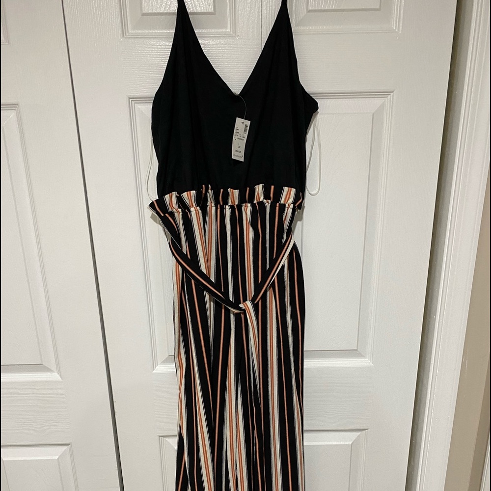 Avenue | Loralette Black, Orange, & White Jumpsuit
